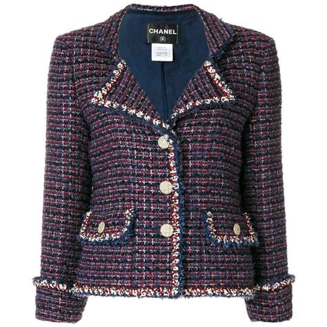 bouclé jacke chanel stil blau|best boucle jackets.